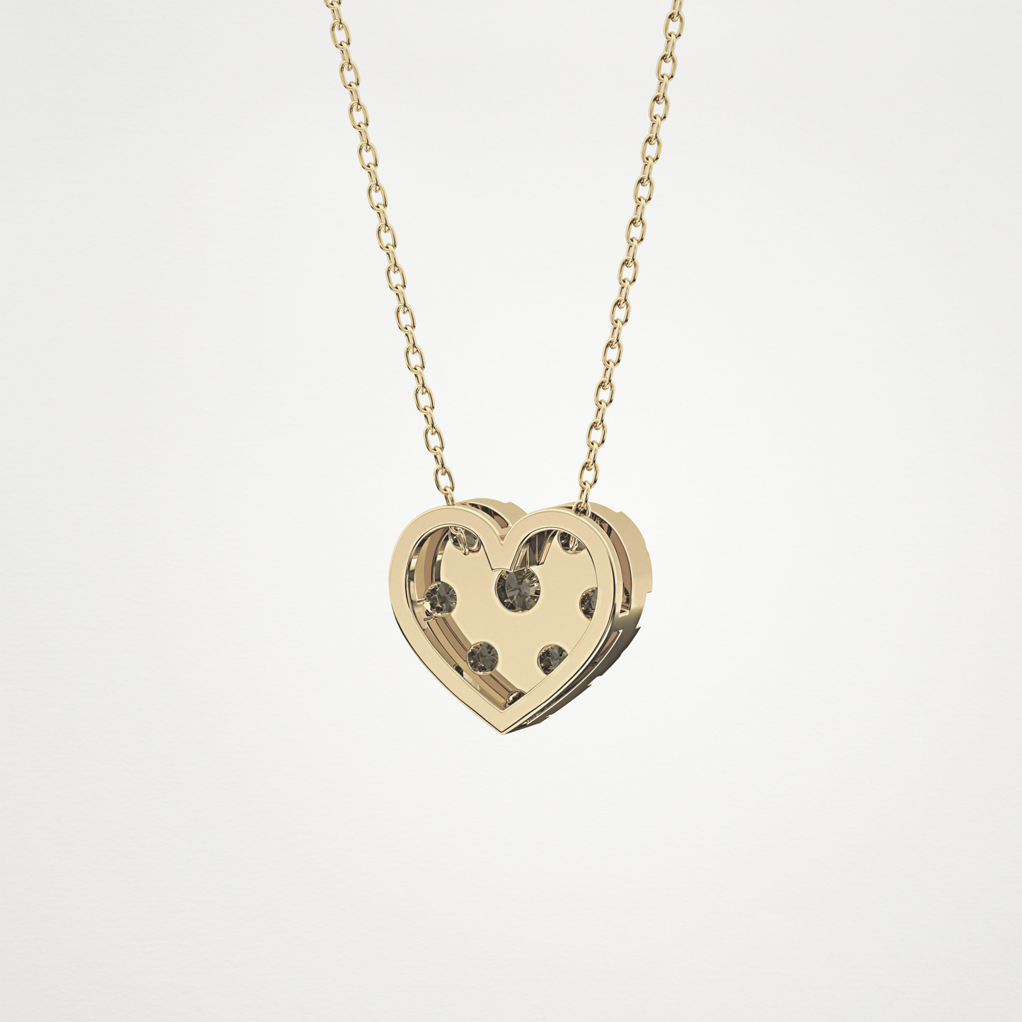0.475 TCW Round Lab Grown Diamond Multi Stone Heart Pendant Necklace