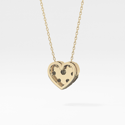0.475 TCW Round Lab Grown Diamond Multi Stone Heart Pendant Necklace