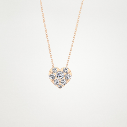 0.475 TCW Round Lab Grown Diamond Multi Stone Heart Pendant Necklace