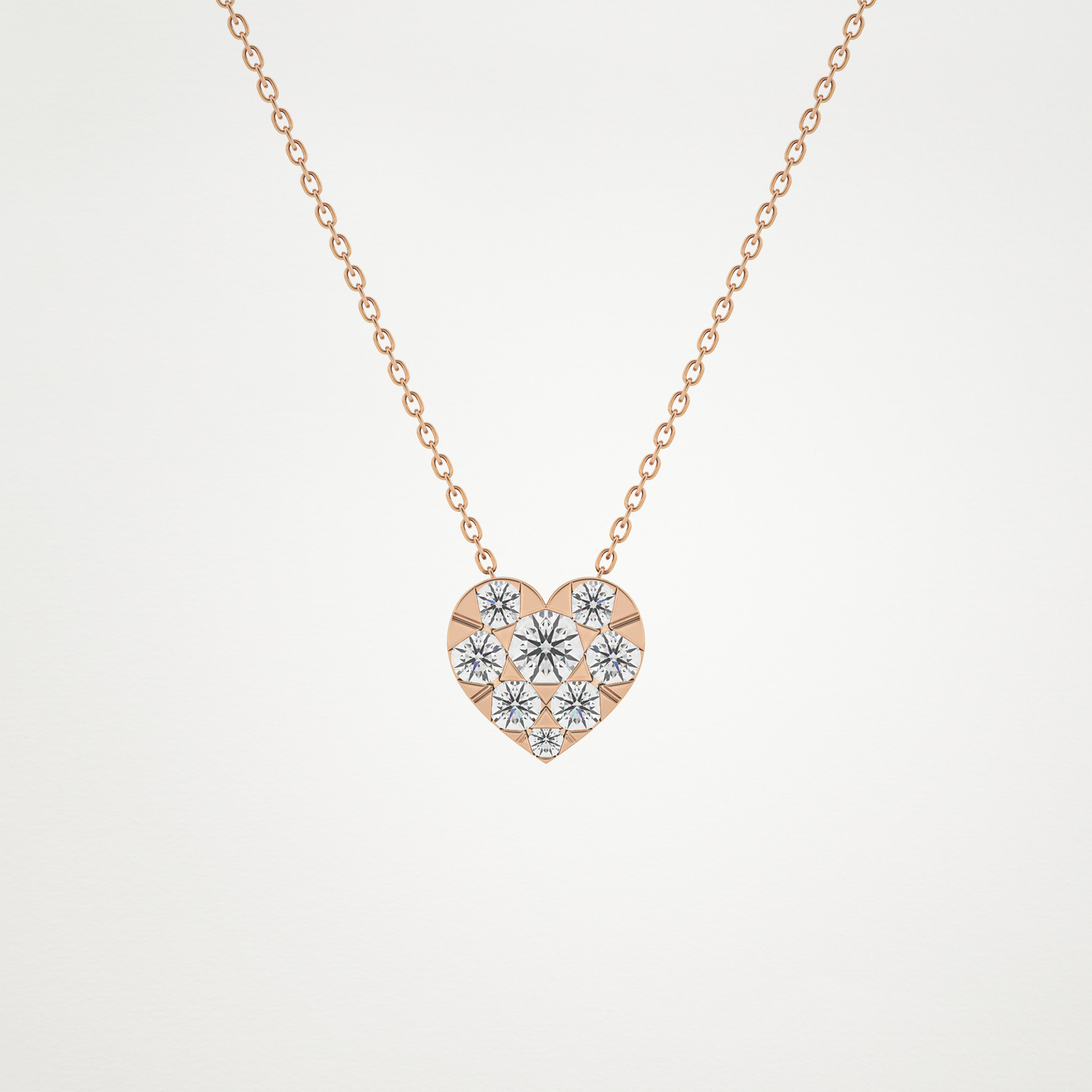 0.475 TCW Round Lab Grown Diamond Multi Stone Heart Pendant Necklace