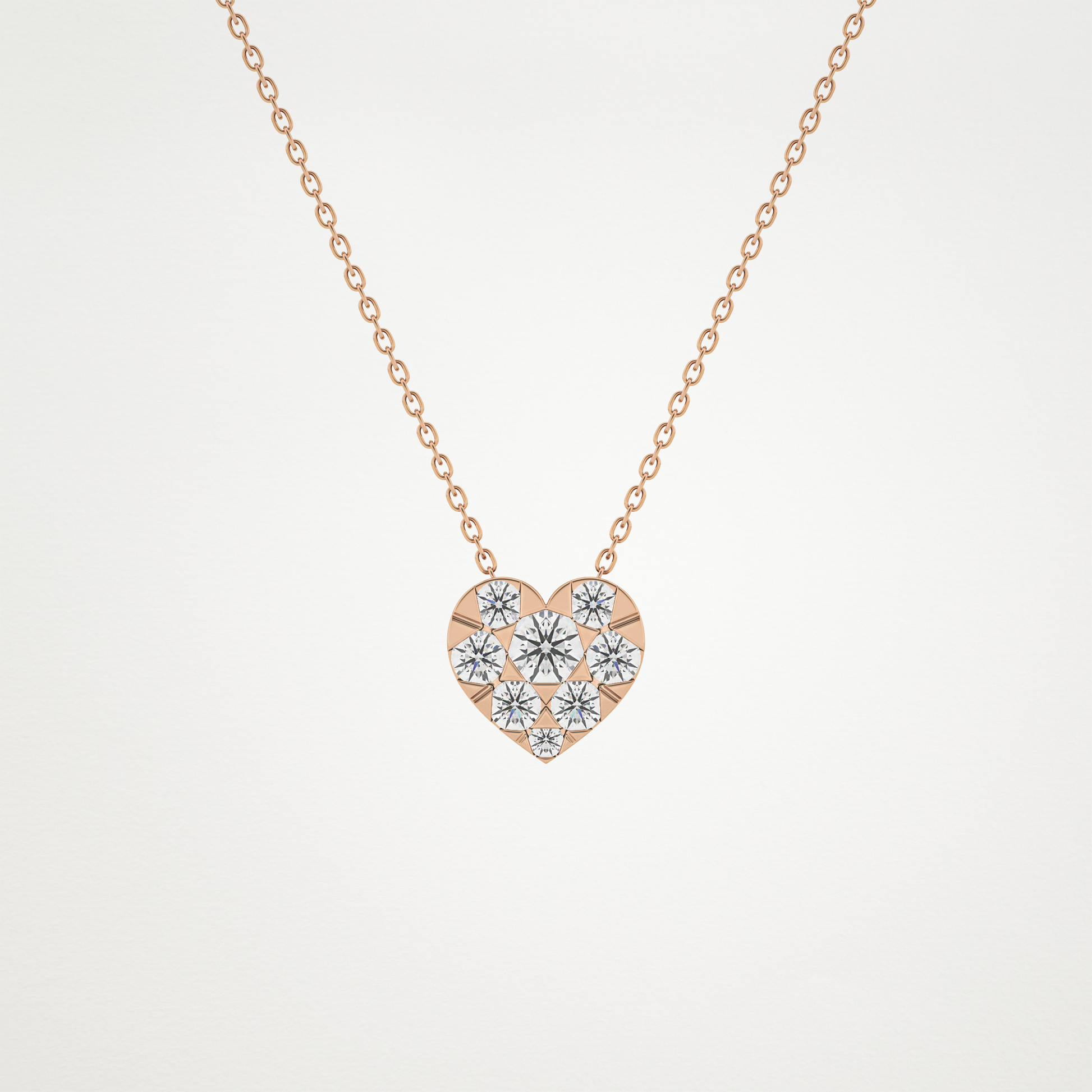0.475 TCW Round Lab Grown Diamond Multi Stone Heart Pendant Necklace