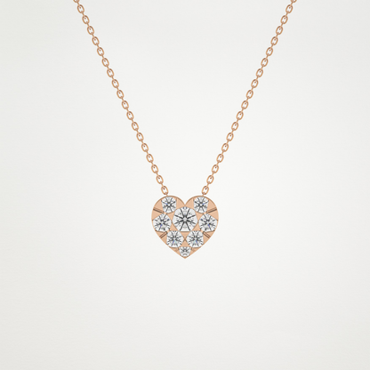 0.475 TCW Round Lab Grown Diamond Multi Stone Heart Pendant Necklace