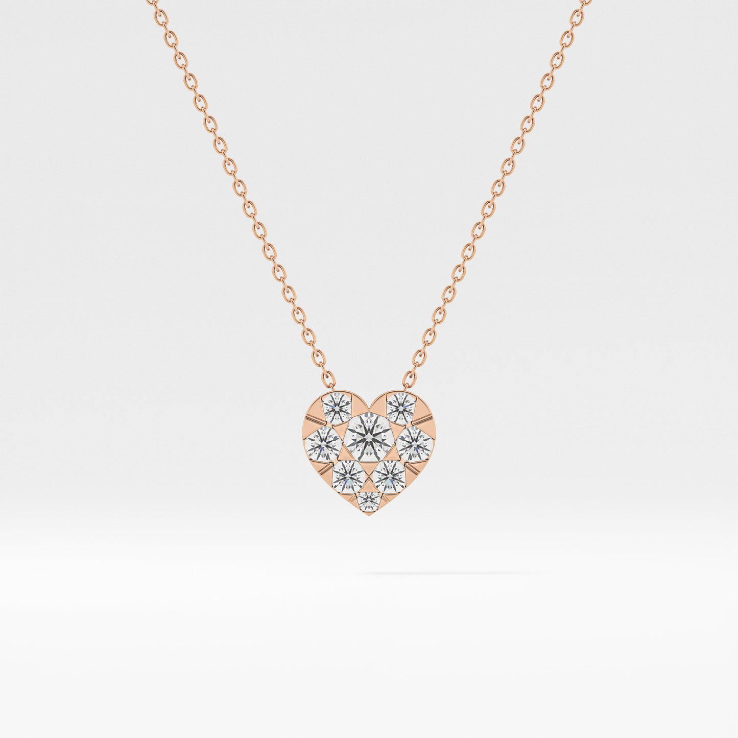 0.475 TCW Round Lab Grown Diamond Multi Stone Heart Pendant Necklace