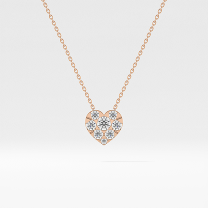 0.475 TCW Round Lab Grown Diamond Multi Stone Heart Pendant Necklace
