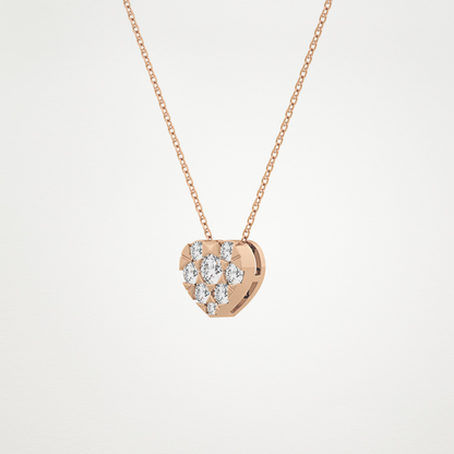 0.475 TCW Round Lab Grown Diamond Multi Stone Heart Pendant Necklace