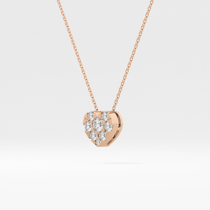0.475 TCW Round Lab Grown Diamond Multi Stone Heart Pendant Necklace