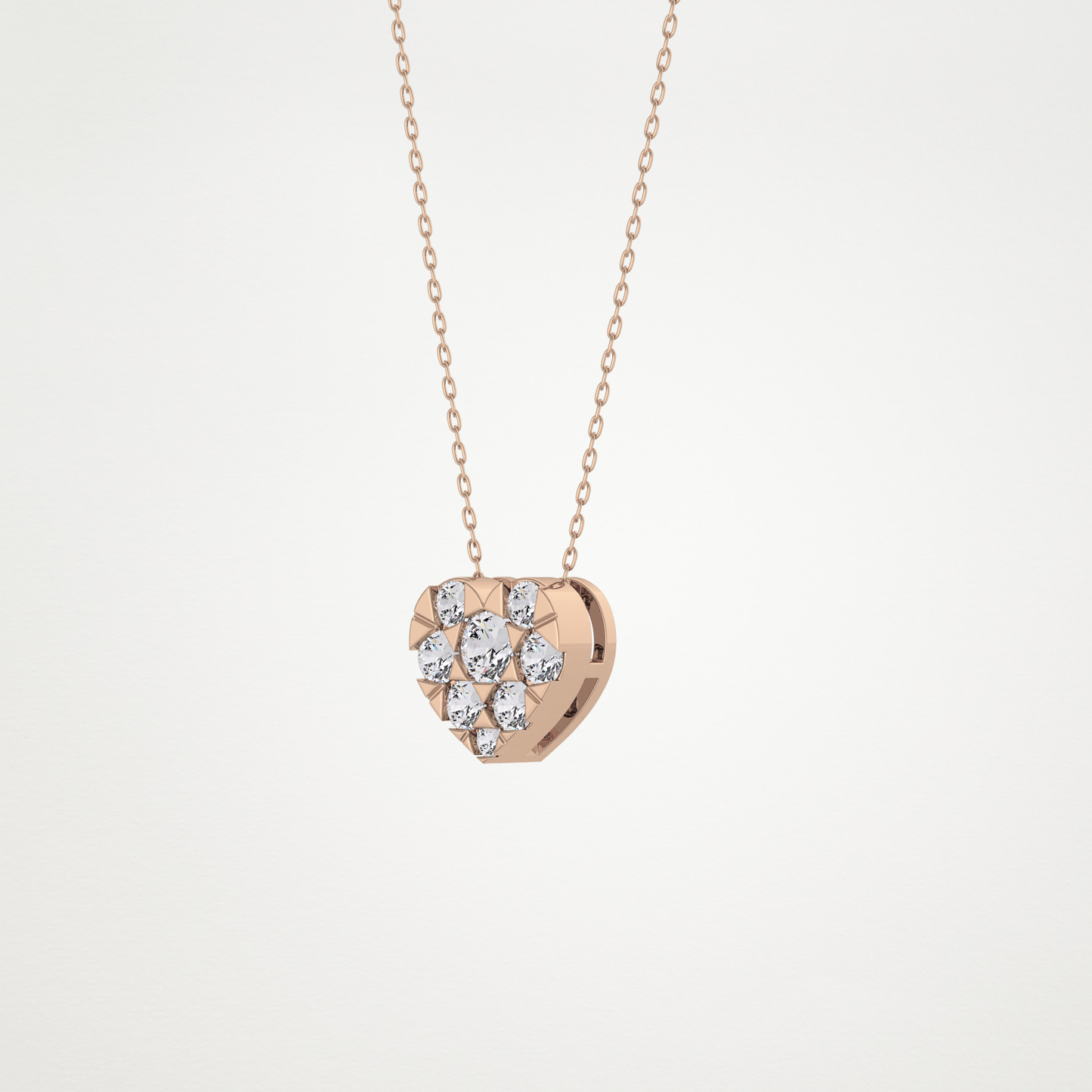 0.475 TCW Round Lab Grown Diamond Multi Stone Heart Pendant Necklace