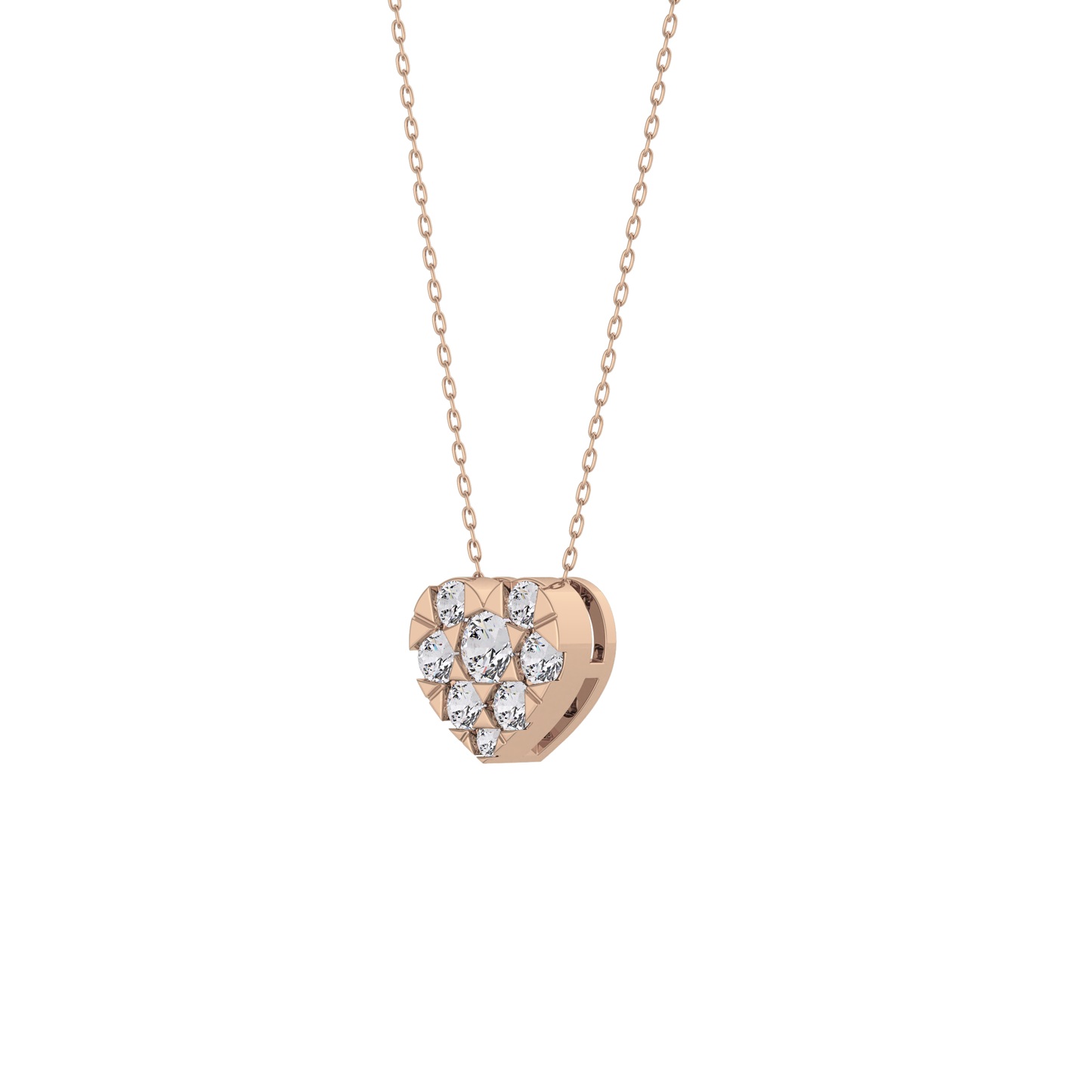 0.475 TCW Round Lab Grown Diamond Multi Stone Heart Pendant Necklace