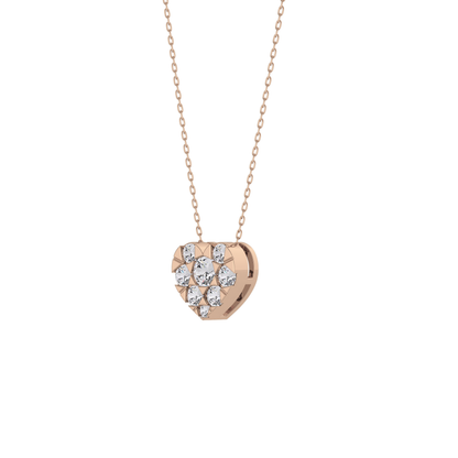 0.475 TCW Round Lab Grown Diamond Multi Stone Heart Pendant Necklace