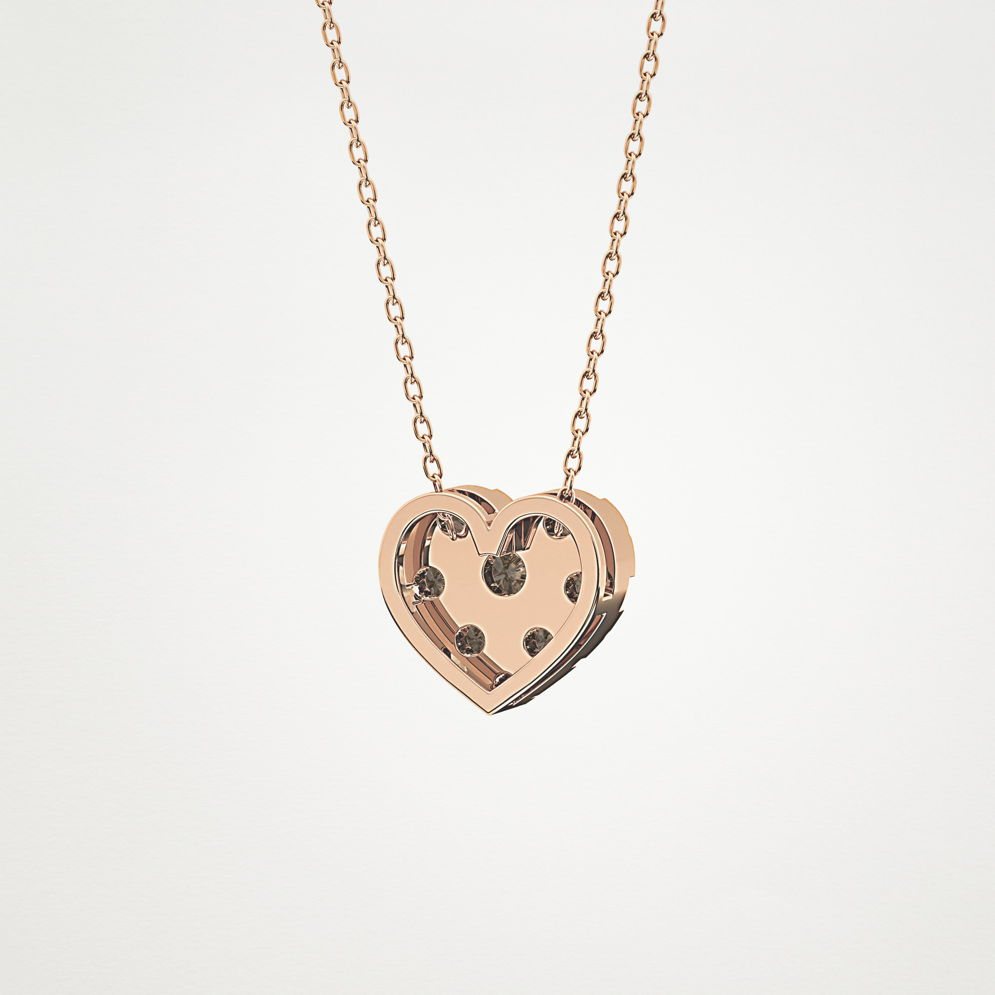 0.475 TCW Round Lab Grown Diamond Multi Stone Heart Pendant Necklace