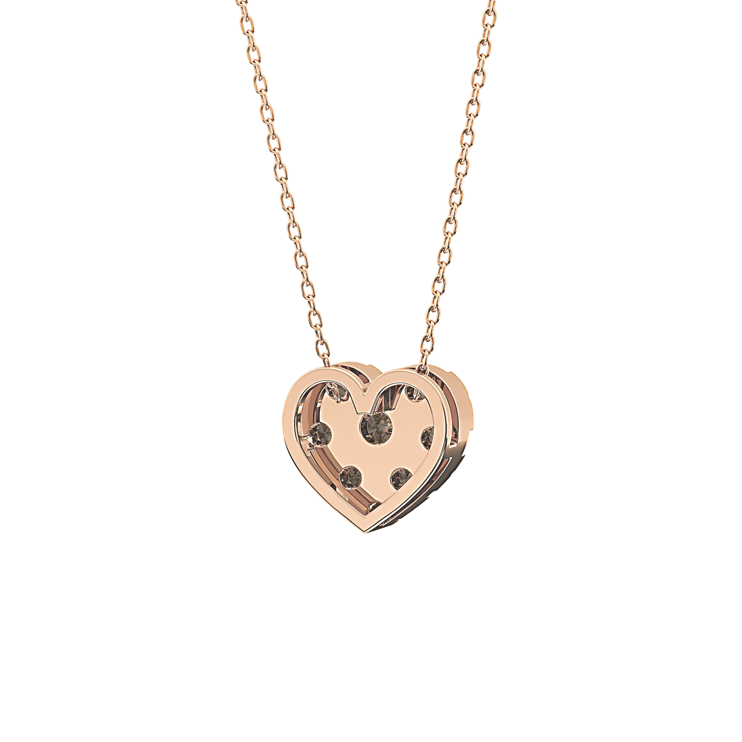 0.475 TCW Round Lab Grown Diamond Multi Stone Heart Pendant Necklace