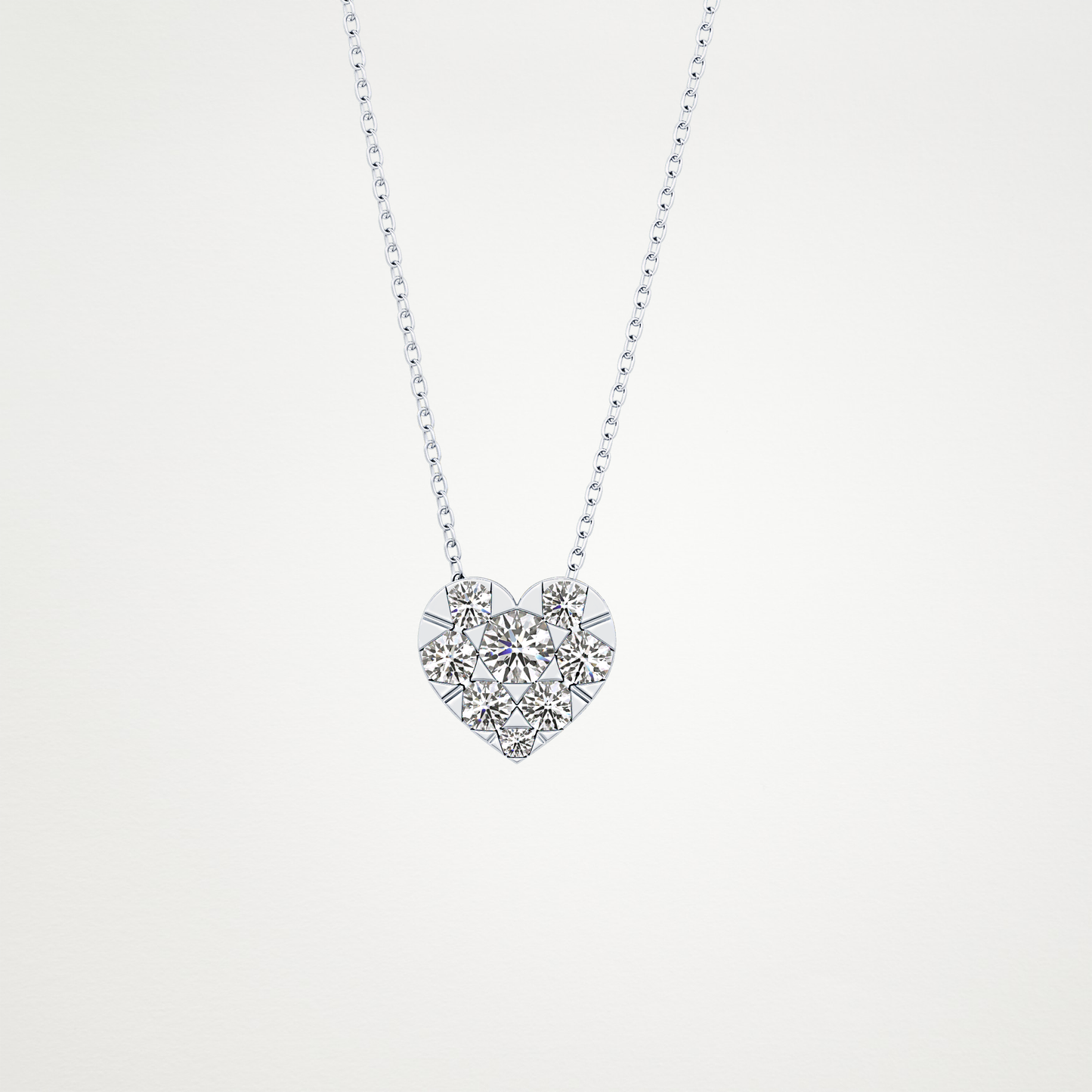 0.475 TCW Round Lab Grown Diamond Multi Stone Heart Pendant Necklace