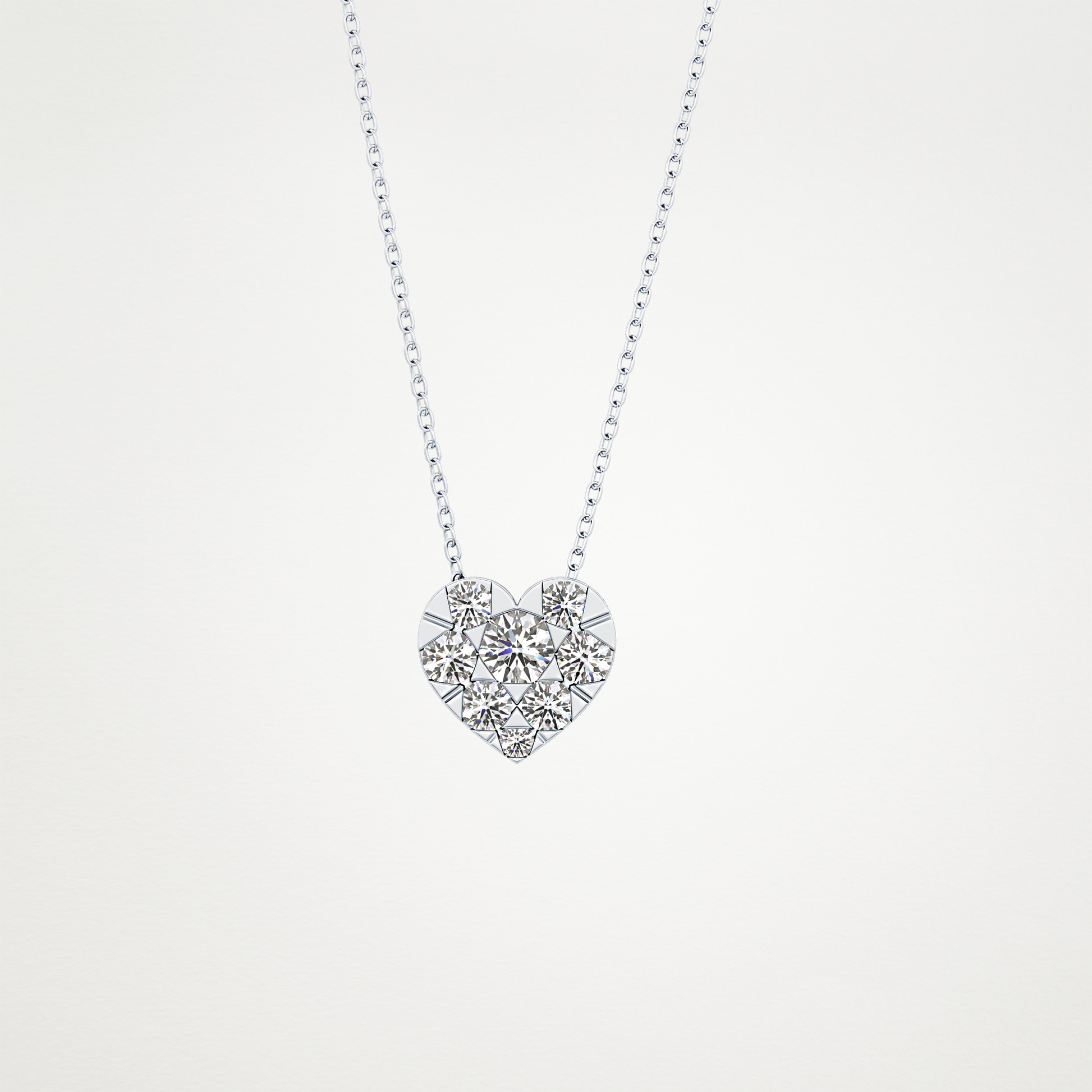 0.475 TCW Round Lab Grown Diamond Multi Stone Heart Pendant Necklace