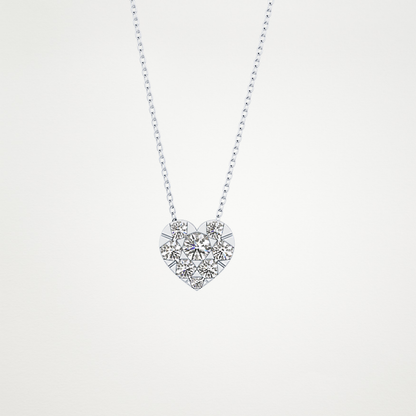 0.475 TCW Round Lab Grown Diamond Multi Stone Heart Pendant Necklace