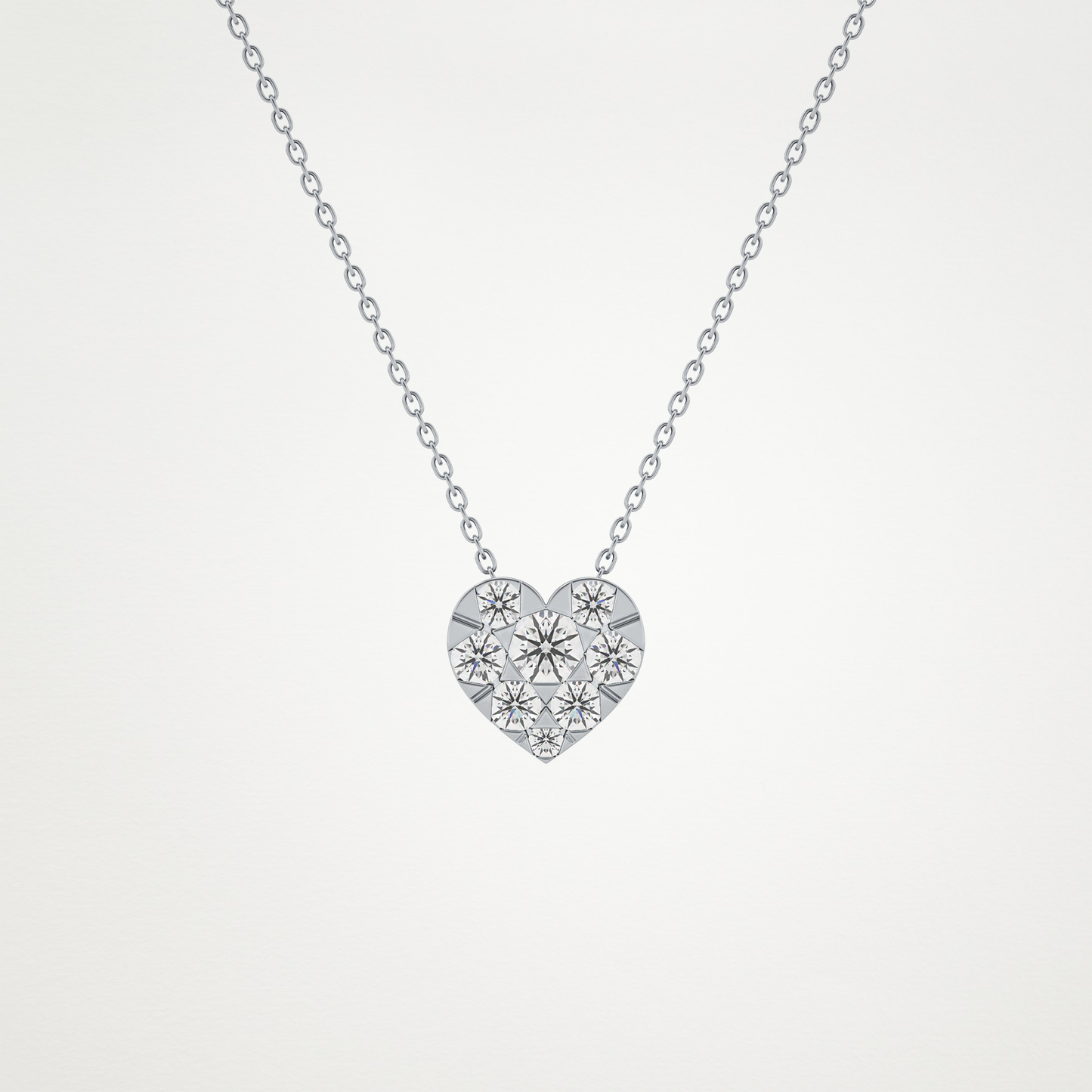 0.475 TCW Round Lab Grown Diamond Multi Stone Heart Pendant Necklace