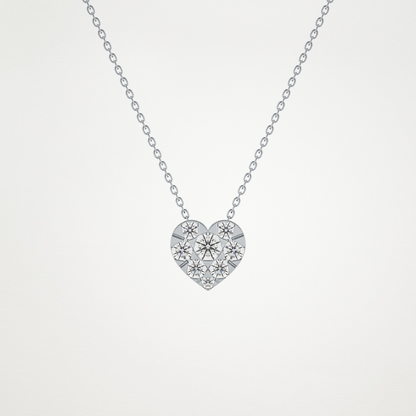 0.475 TCW Round Lab Grown Diamond Multi Stone Heart Pendant Necklace