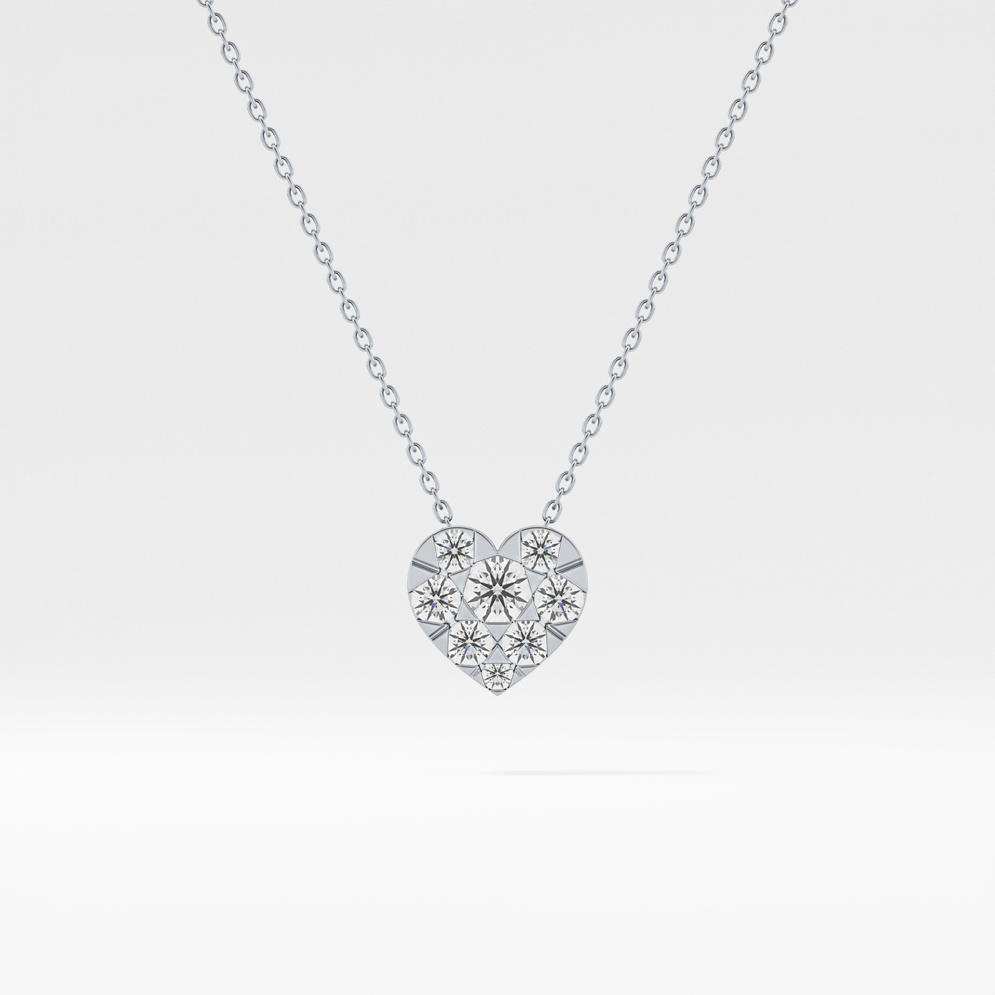 0.475 TCW Round Lab Grown Diamond Multi Stone Heart Pendant Necklace