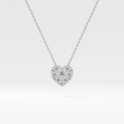 0.475 TCW Round Lab Grown Diamond Multi Stone Heart Pendant Necklace