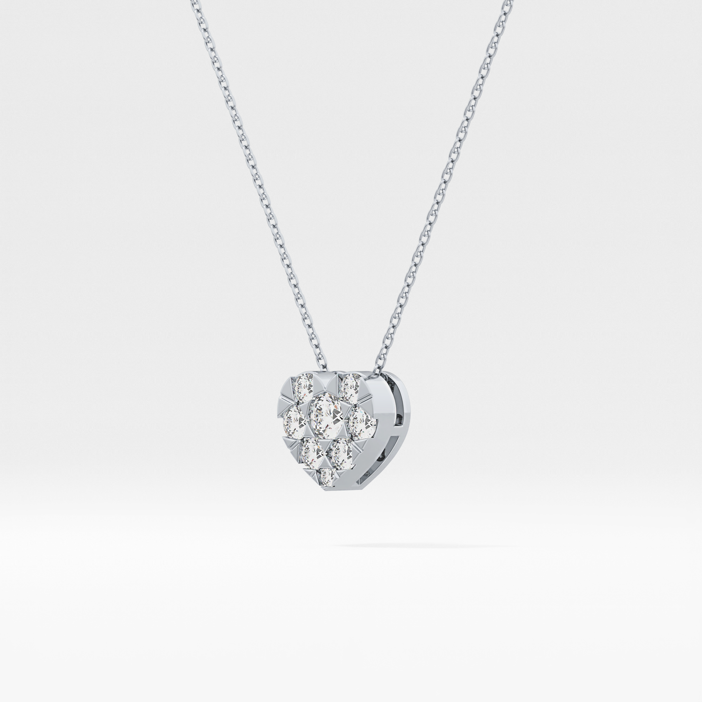 0.475 TCW Round Lab Grown Diamond Multi Stone Heart Pendant Necklace