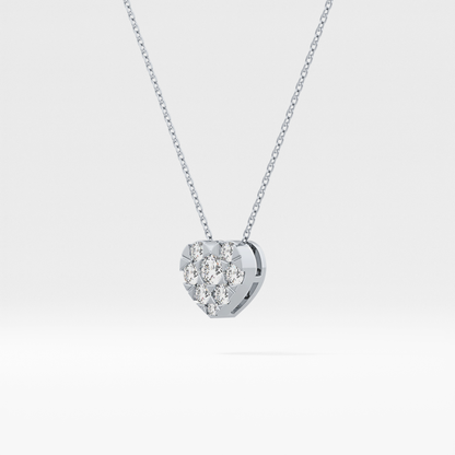 0.475 TCW Round Lab Grown Diamond Multi Stone Heart Pendant Necklace