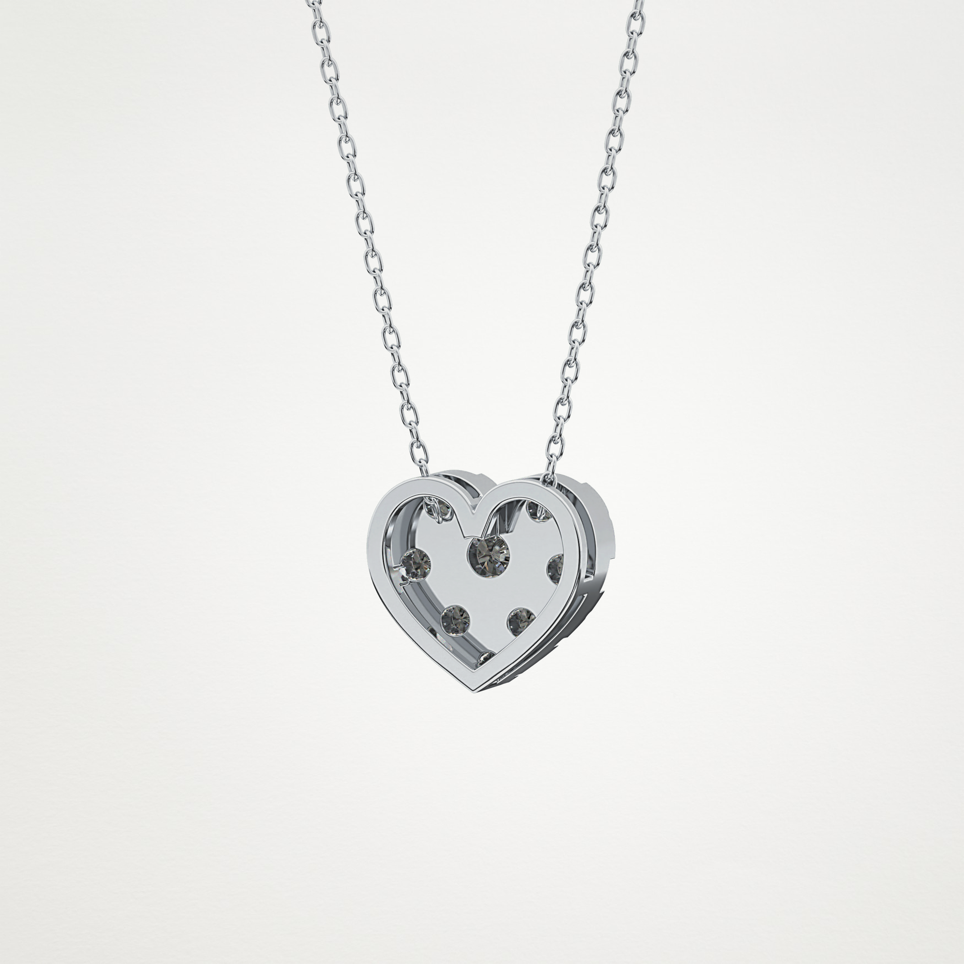 0.475 TCW Round Lab Grown Diamond Multi Stone Heart Pendant Necklace