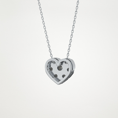 0.475 TCW Round Lab Grown Diamond Multi Stone Heart Pendant Necklace
