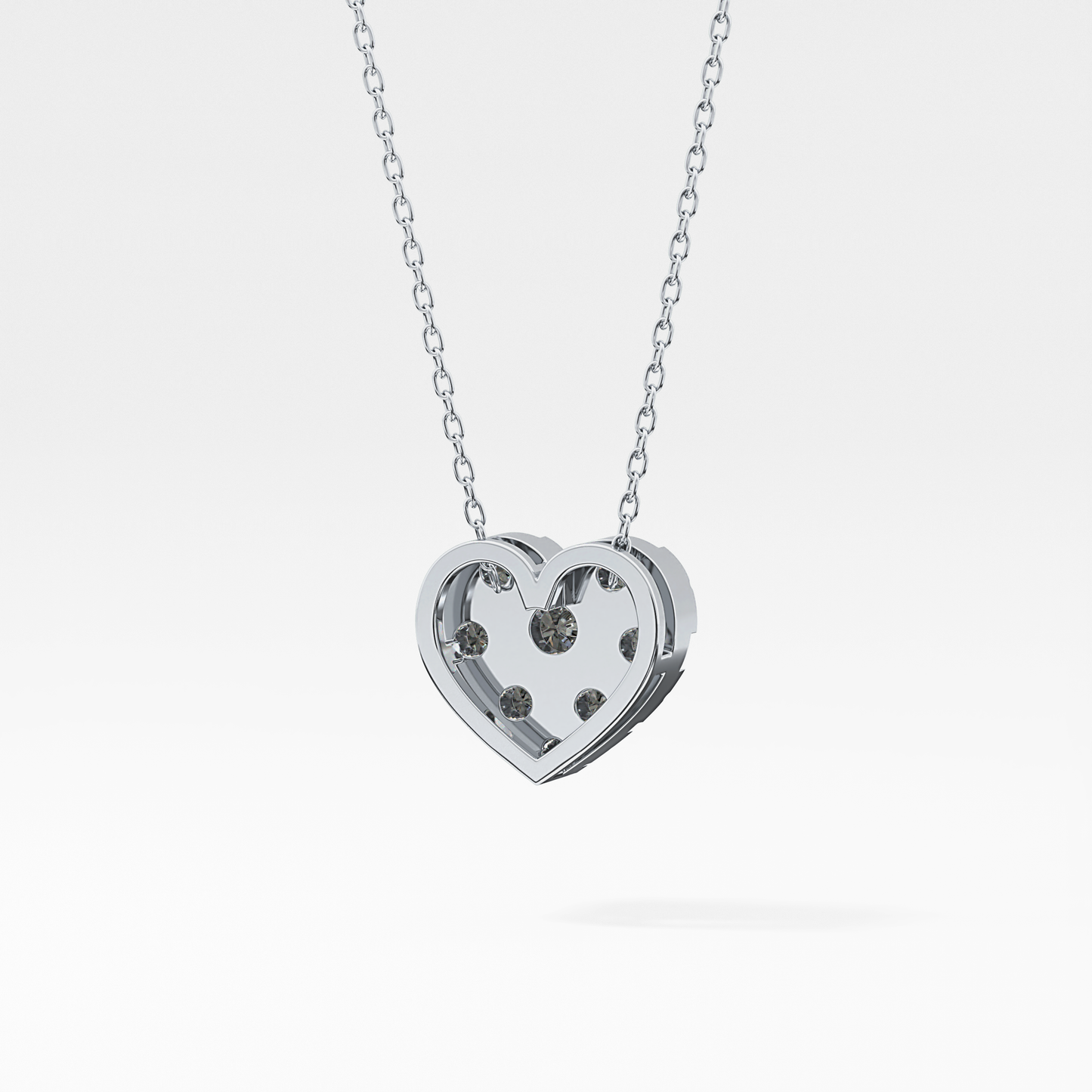0.475 TCW Round Lab Grown Diamond Multi Stone Heart Pendant Necklace