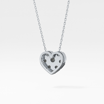 0.475 TCW Round Lab Grown Diamond Multi Stone Heart Pendant Necklace