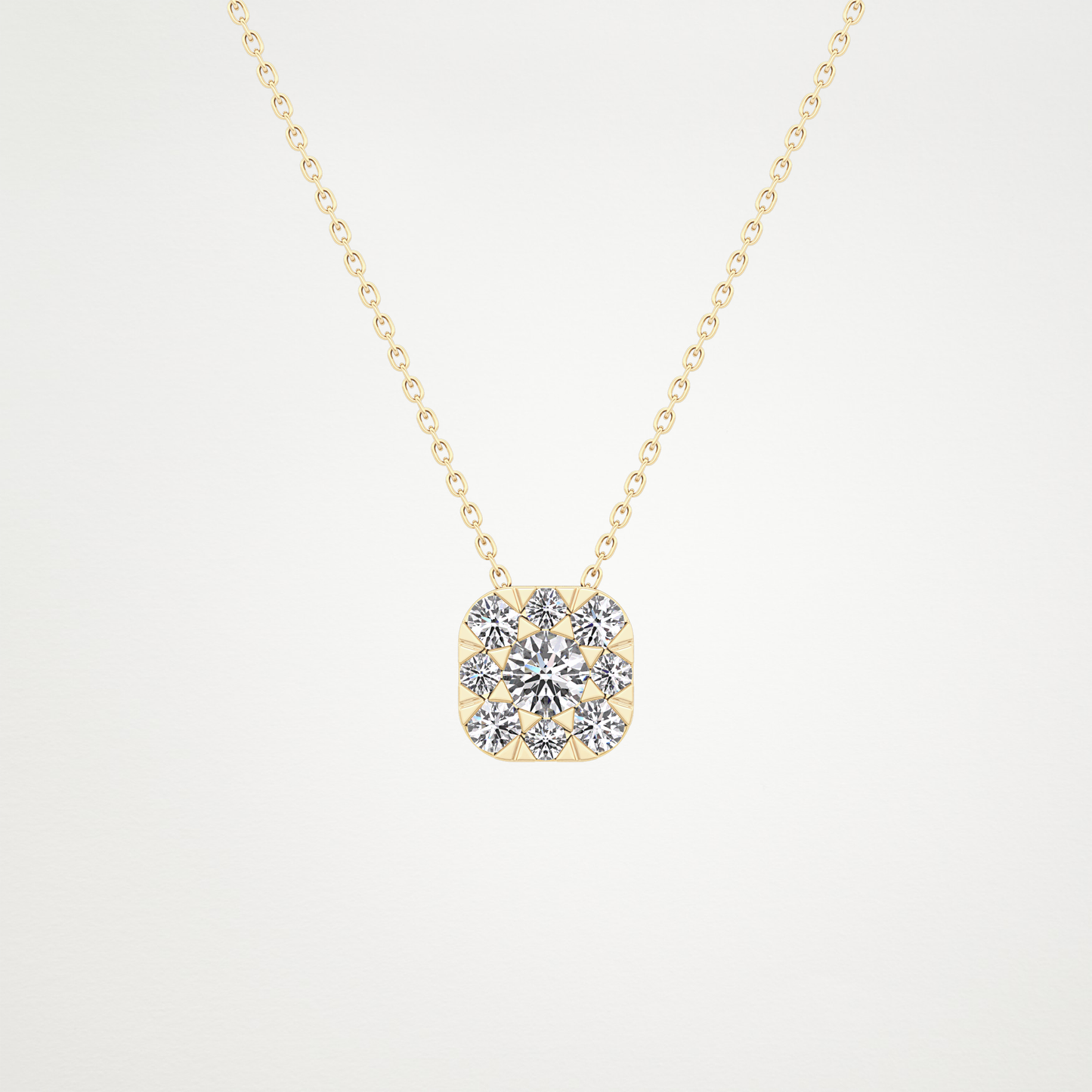 1.16 TCW Round Lab Grown Diamond Multi Stone Cushion Pendant Necklace