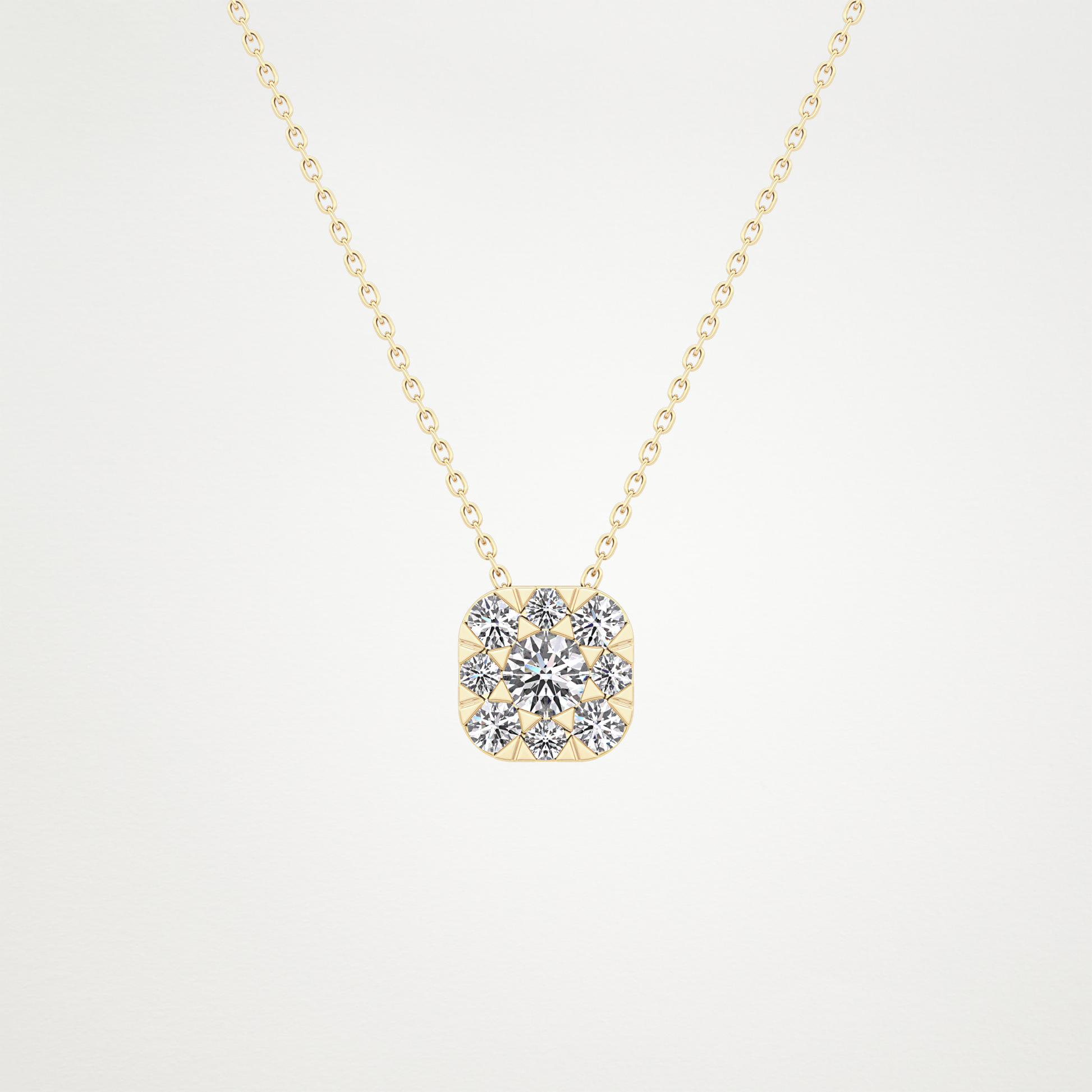 1.16 TCW Round Lab Grown Diamond Multi Stone Cushion Pendant Necklace
