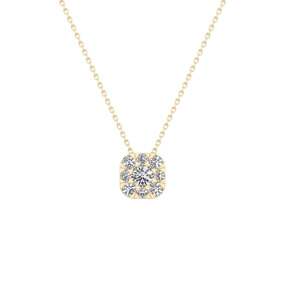 1.16 TCW Round Lab Grown Diamond Multi Stone Cushion Pendant Necklace