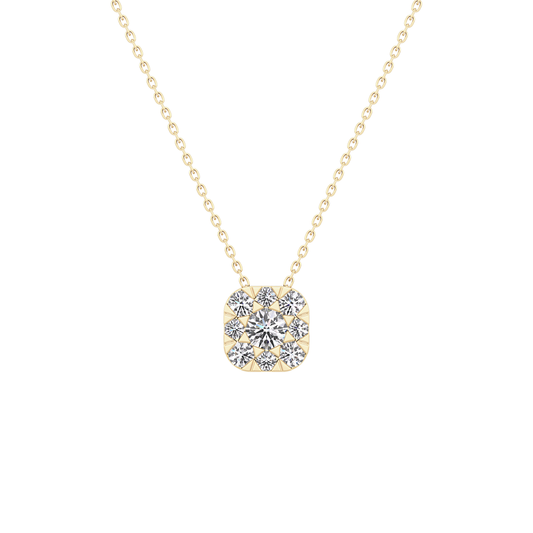 1.16 TCW Round Lab Grown Diamond Multi Stone Cushion Pendant Necklace