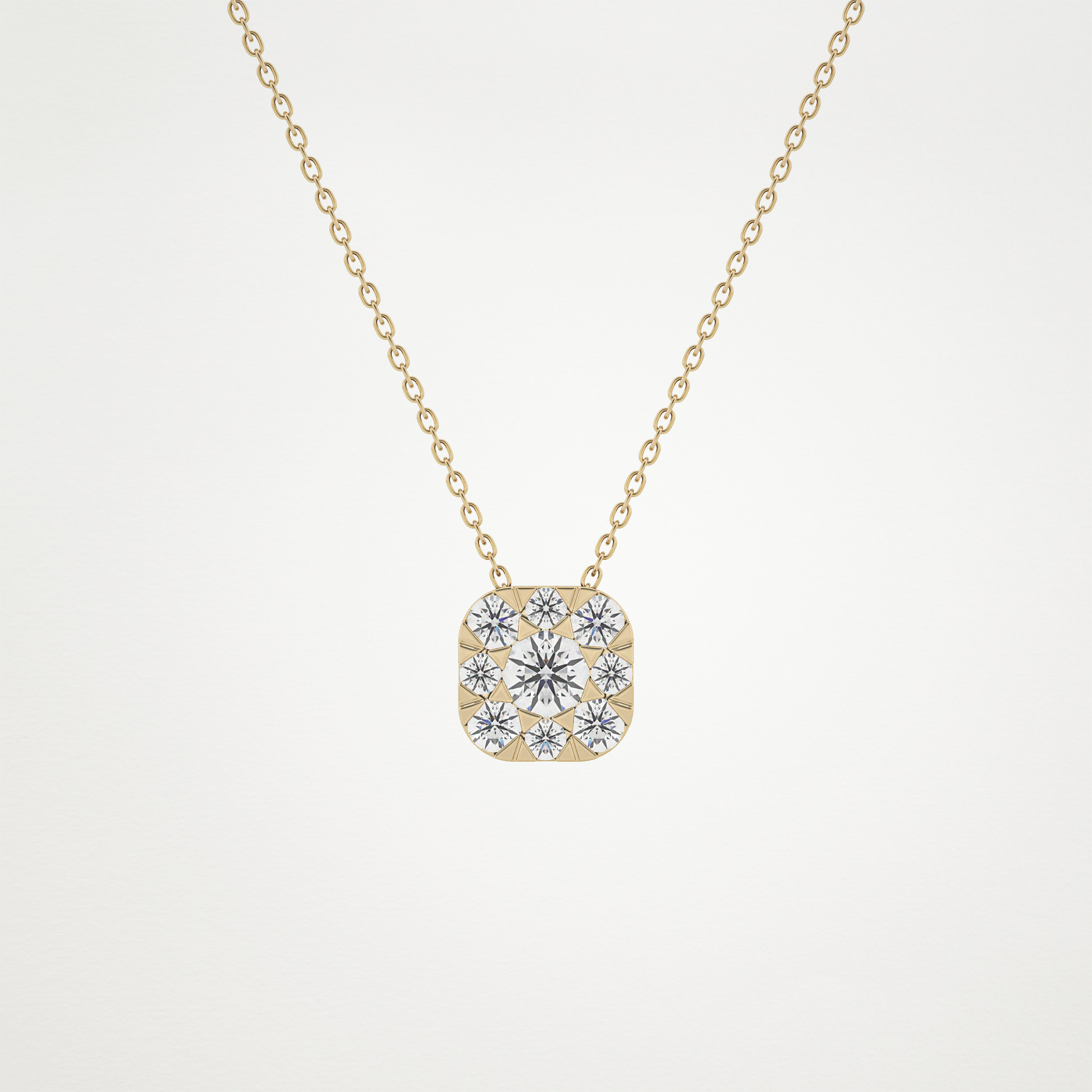 1.16 TCW Round Lab Grown Diamond Multi Stone Cushion Pendant Necklace