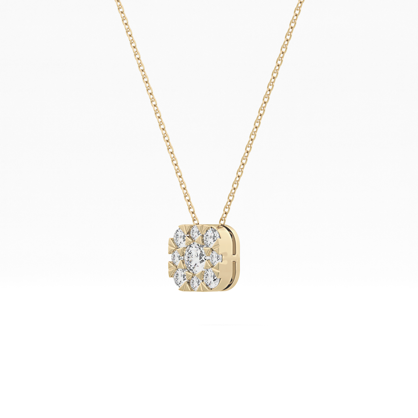 1.16 TCW Round Lab Grown Diamond Multi Stone Cushion Pendant Necklace