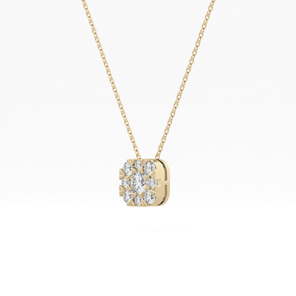 1.16 TCW Round Lab Grown Diamond Multi Stone Cushion Pendant Necklace