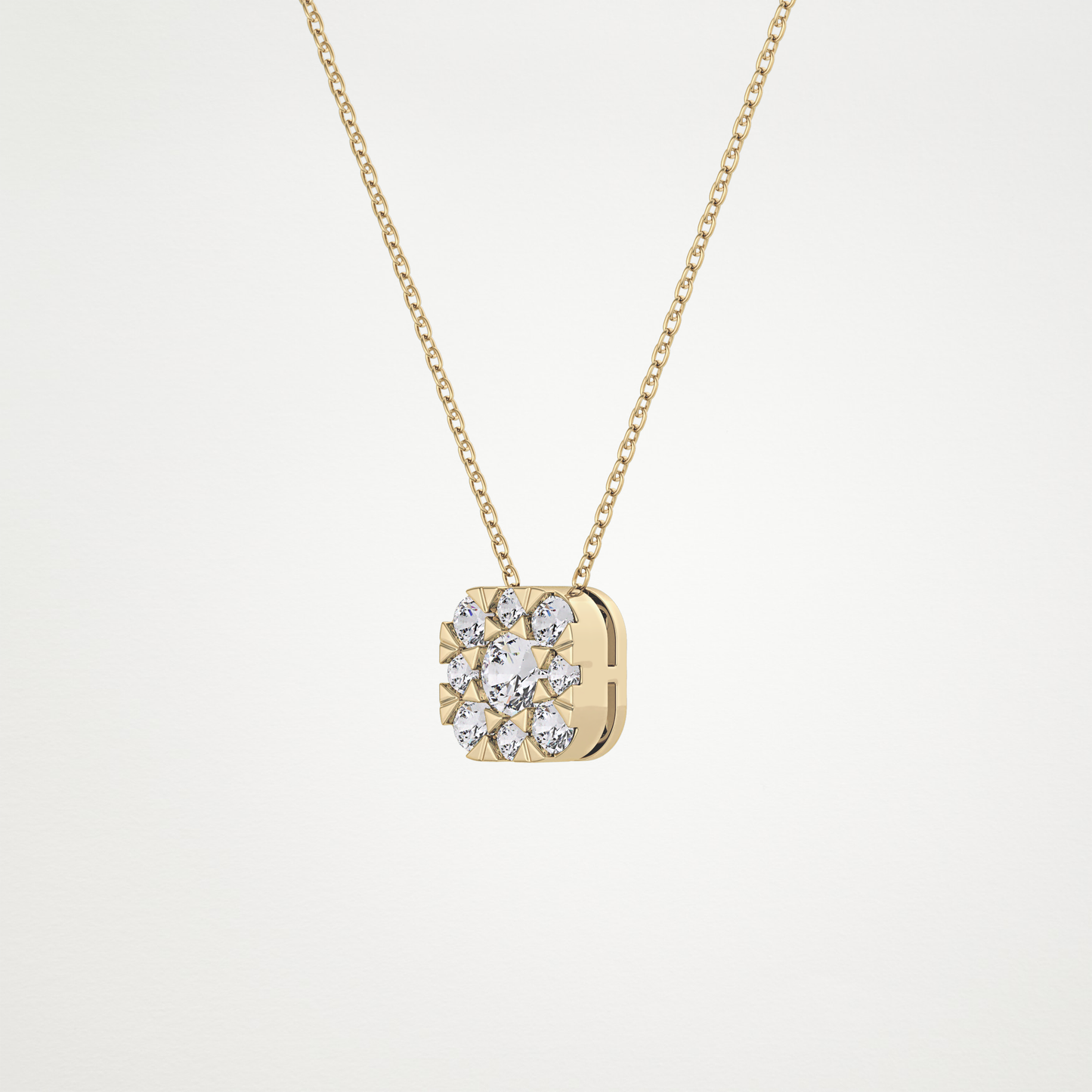 1.16 TCW Round Lab Grown Diamond Multi Stone Cushion Pendant Necklace