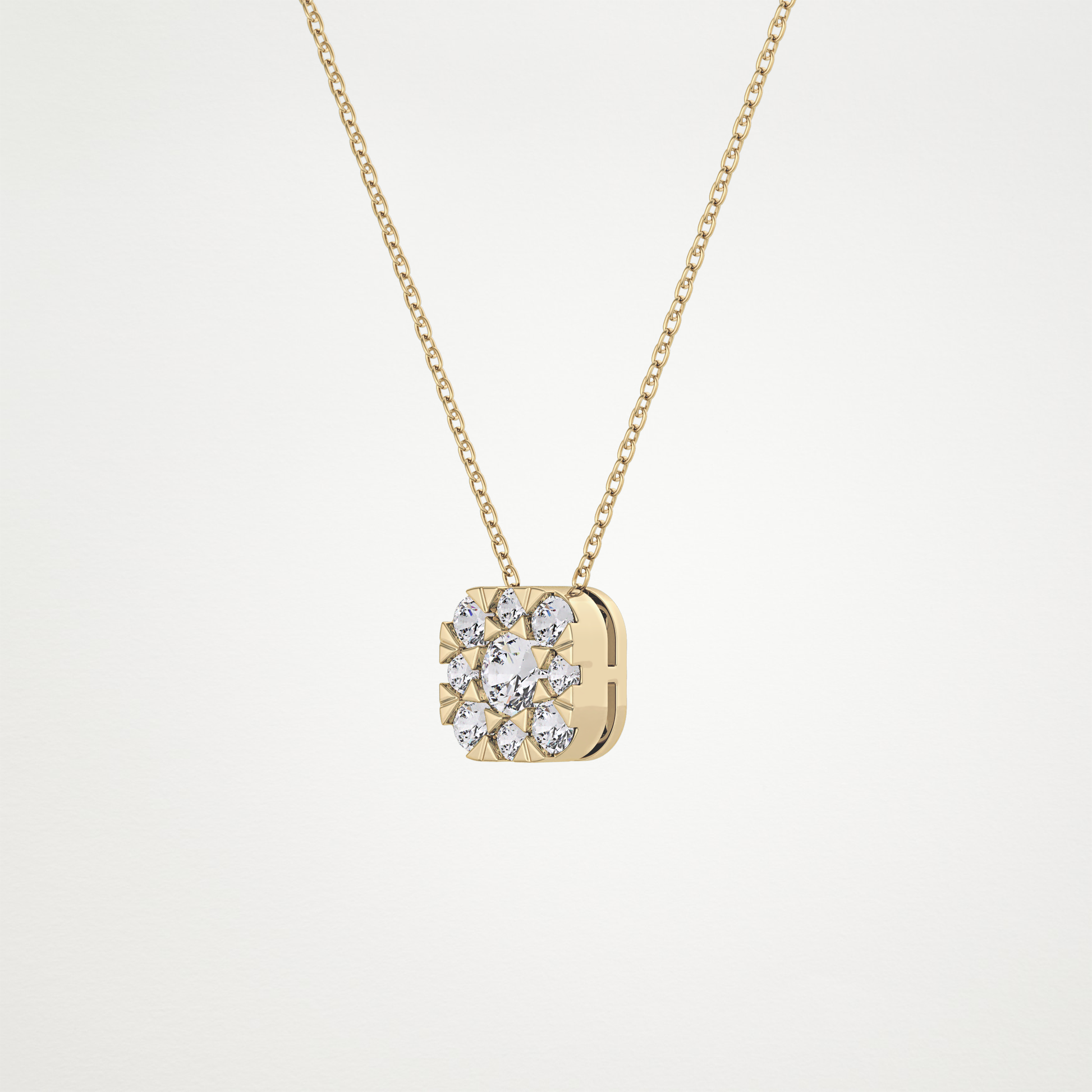 1.16 TCW Round Lab Grown Diamond Multi Stone Cushion Pendant Necklace