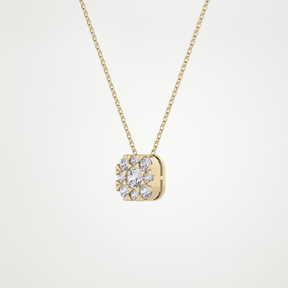 1.16 TCW Round Lab Grown Diamond Multi Stone Cushion Pendant Necklace