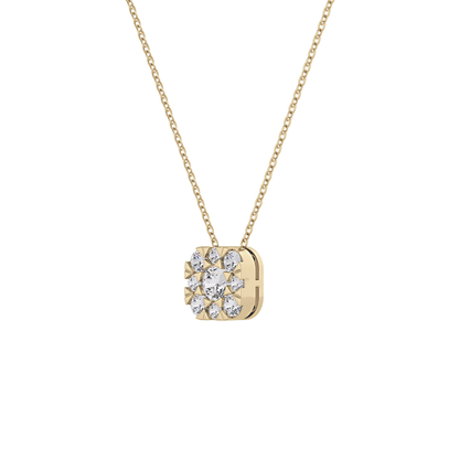 1.16 TCW Round Lab Grown Diamond Multi Stone Cushion Pendant Necklace