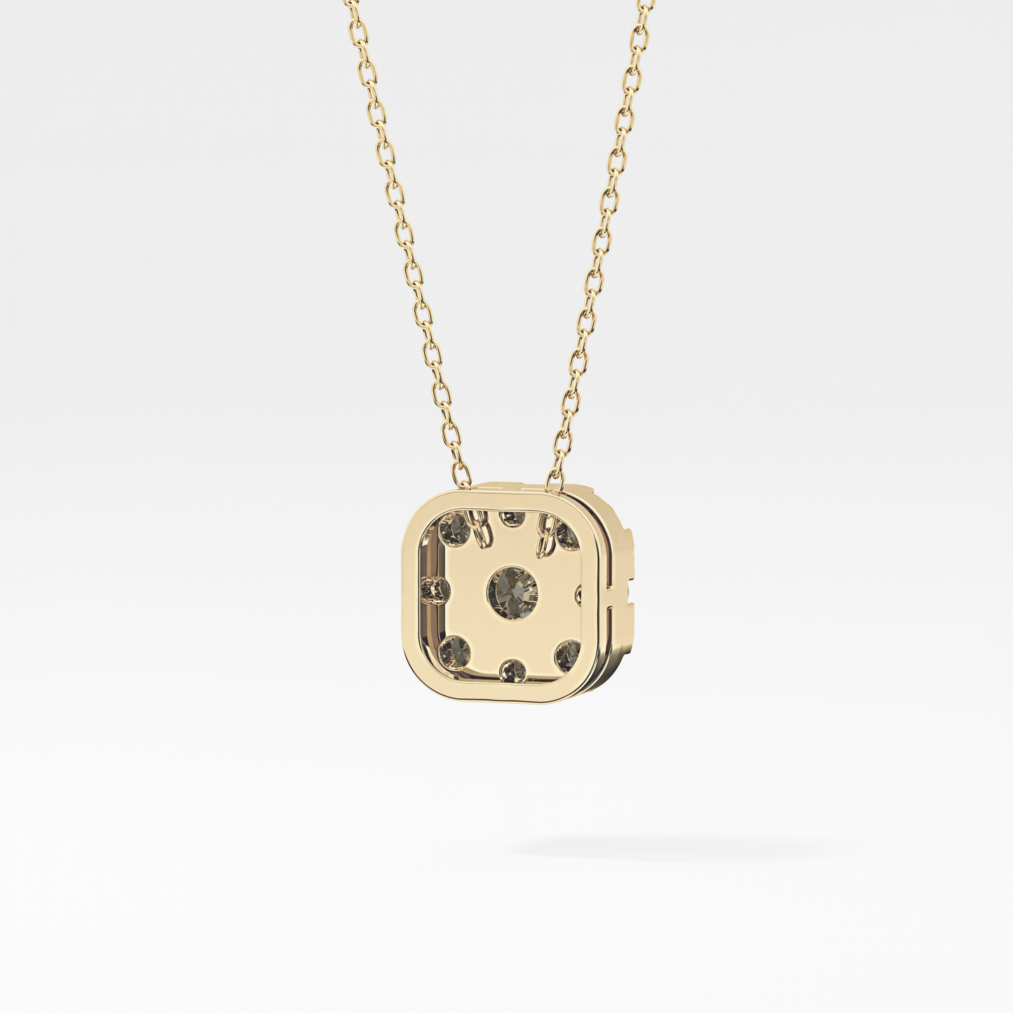 1.16 TCW Round Lab Grown Diamond Multi Stone Cushion Pendant Necklace