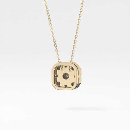 1.16 TCW Round Lab Grown Diamond Multi Stone Cushion Pendant Necklace