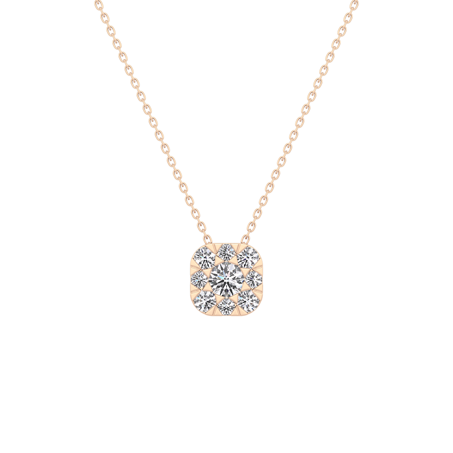 1.16 TCW Round Lab Grown Diamond Multi Stone Cushion Pendant Necklace