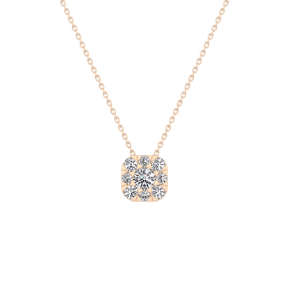 1.16 TCW Round Lab Grown Diamond Multi Stone Cushion Pendant Necklace