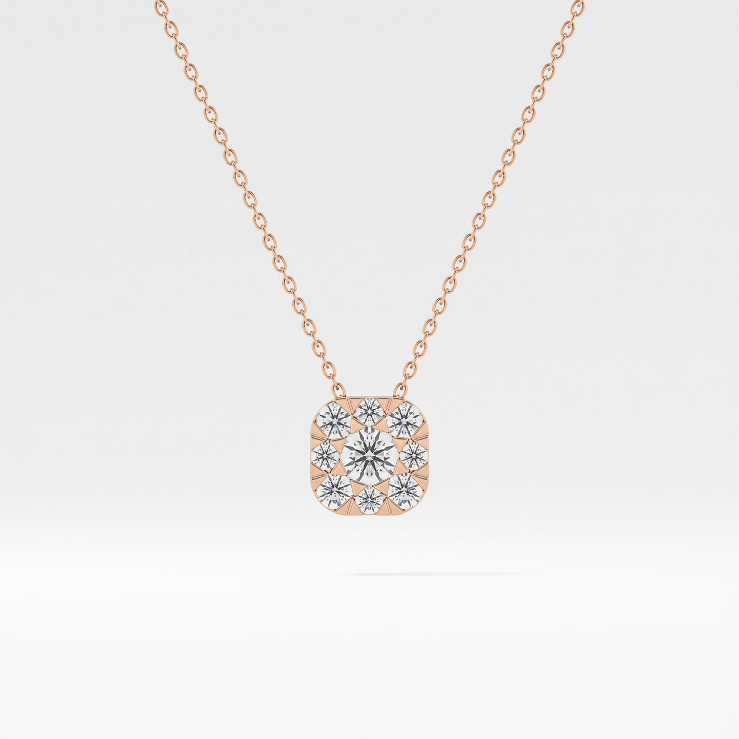 1.16 TCW Round Lab Grown Diamond Multi Stone Cushion Pendant Necklace