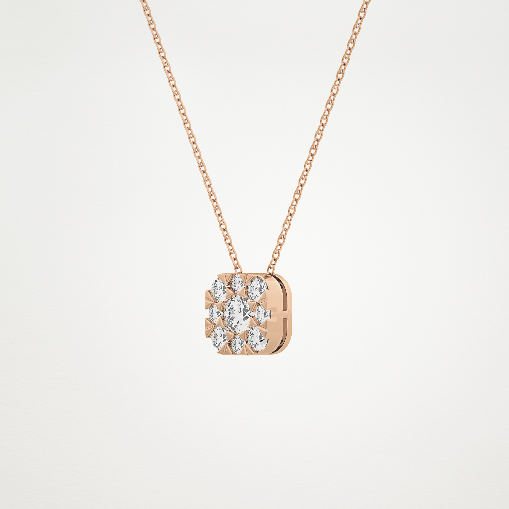 1.16 TCW Round Lab Grown Diamond Multi Stone Cushion Pendant Necklace