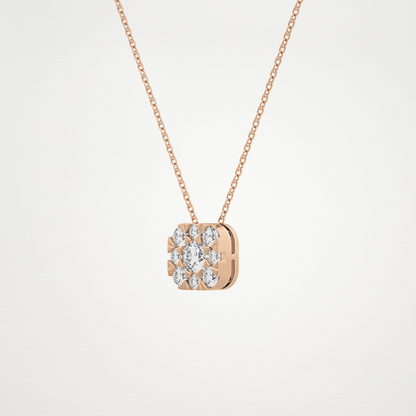 1.16 TCW Round Lab Grown Diamond Multi Stone Cushion Pendant Necklace