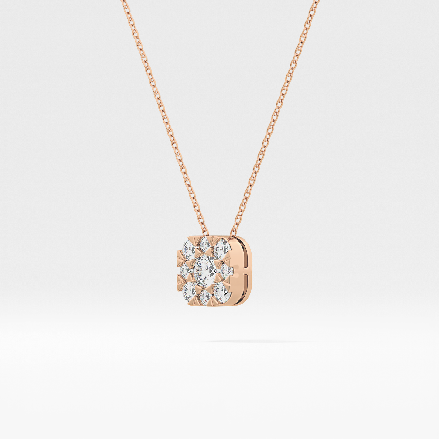 1.16 TCW Round Lab Grown Diamond Multi Stone Cushion Pendant Necklace