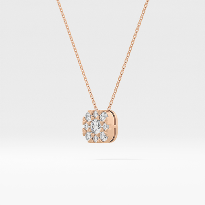 1.16 TCW Round Lab Grown Diamond Multi Stone Cushion Pendant Necklace