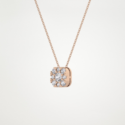 1.16 TCW Round Lab Grown Diamond Multi Stone Cushion Pendant Necklace