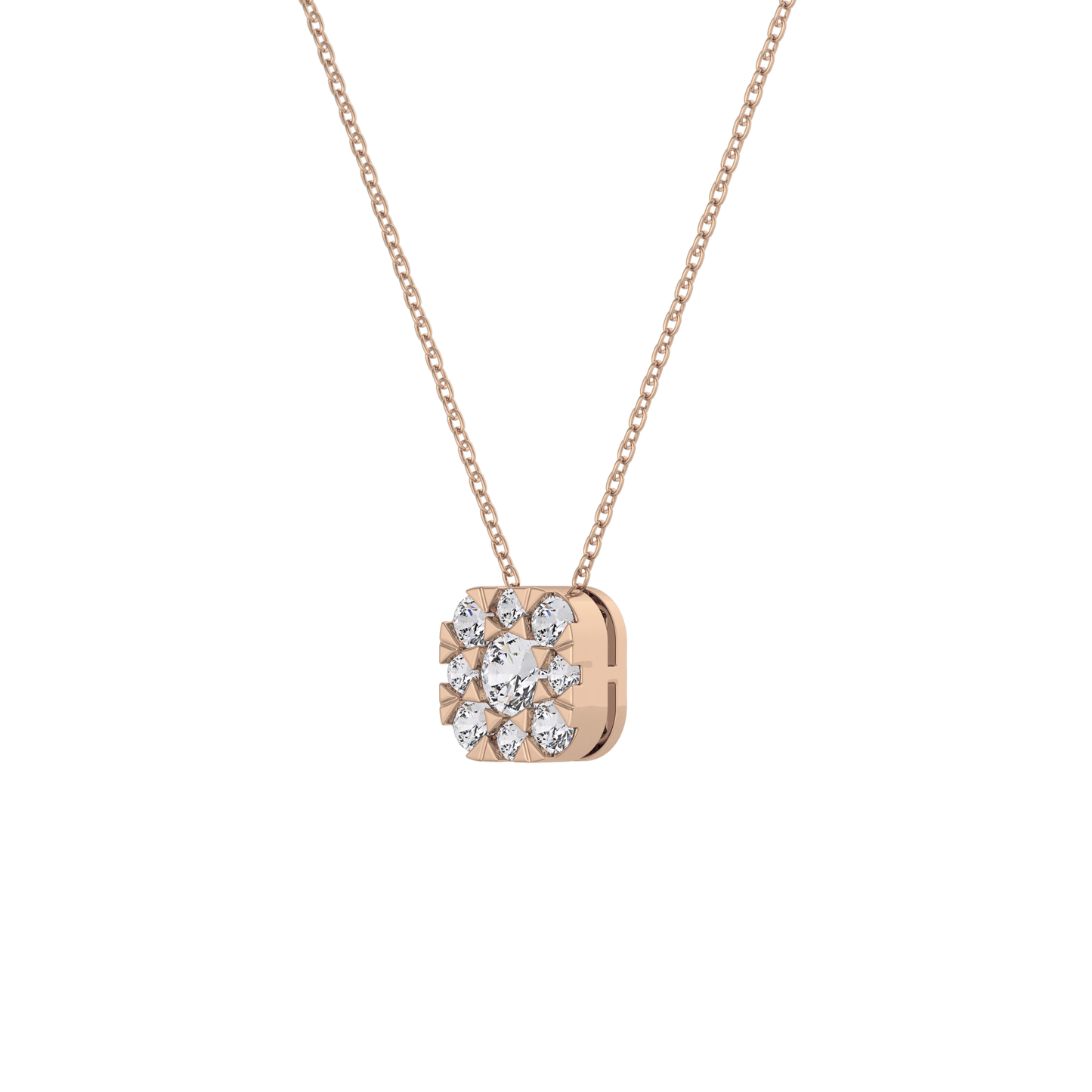 1.16 TCW Round Lab Grown Diamond Multi Stone Cushion Pendant Necklace